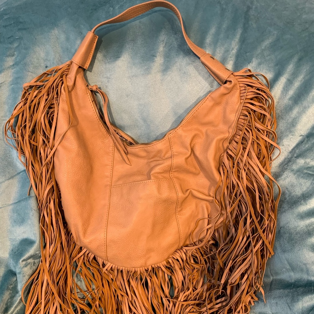 Carlos Santana Tan Fringe Handbag